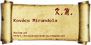 Kovács Mirandola névjegykártya